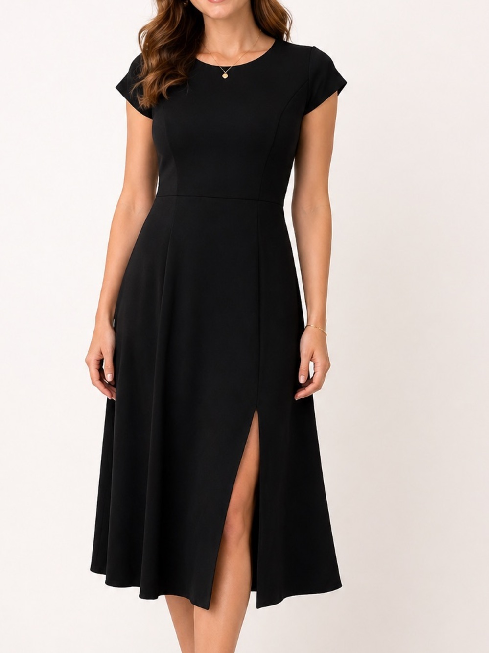 Banana Republic Black Midi Dress Size 14 Workwear Career Event Slit
